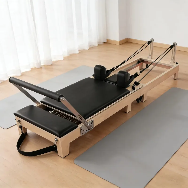 YTYINOak Wood Adjustable Portable Pilates Reformers Exercise Machine For Home Yoga Fitness