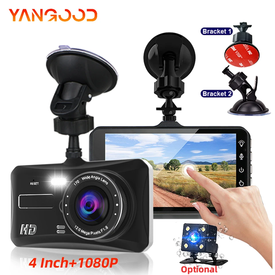 4 Inch1080P Dashcam 24H Parking Touch Night Vision Front Optional Rear Dash Cam Camera Video Recorder Black Box Smart Systems