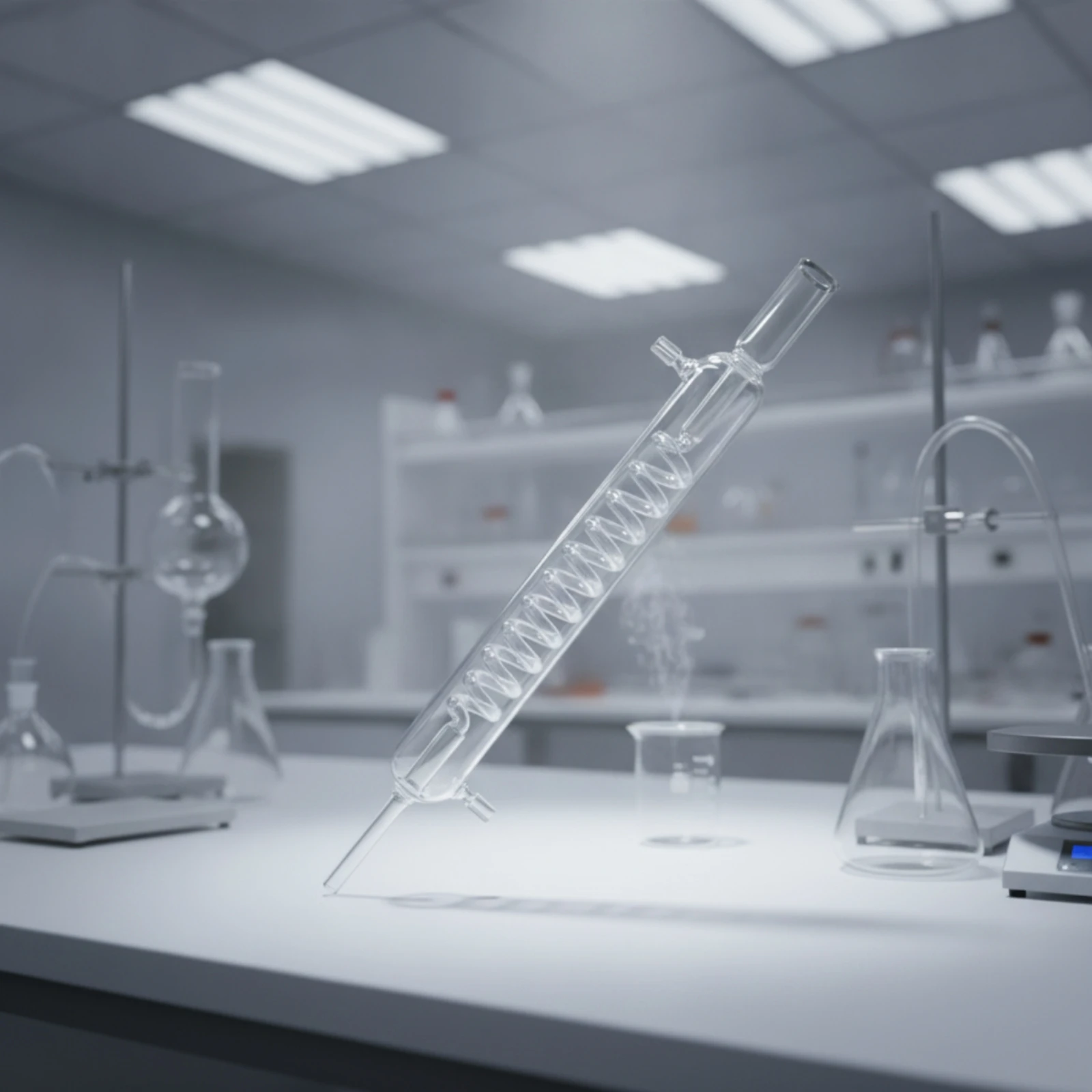 Snake Condenser Tube Side Hose Connector Spiral Condenser Laboratory Glassware Reflux Use Reusable