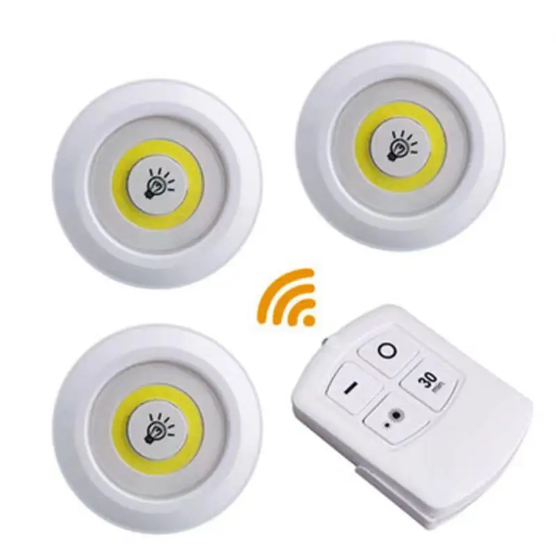 3pcs per set LED Puck Light 4.5V 3W LED Under Cabinet Lighting Wireless Remote Control LED Counter Light LED Cabinet night light