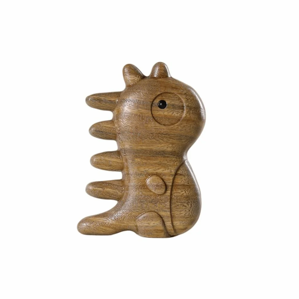 

Anti Static Mini Wood Massage Comb Cartoon Animal Green Sandalwood Wooden Hair Comb Mini Hedgehog Hair Brush
