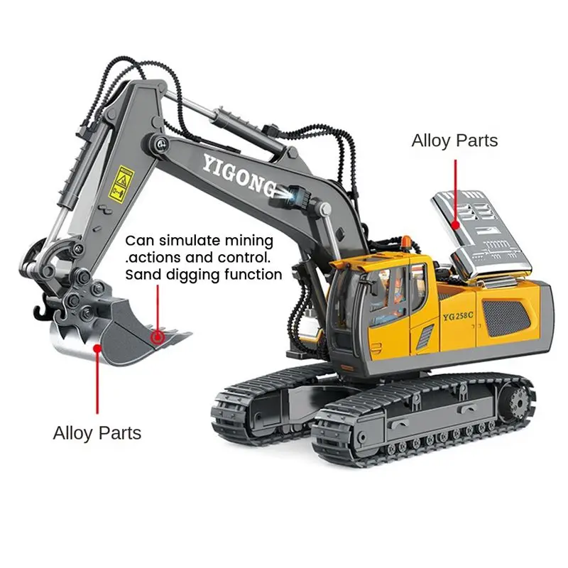 T84C-1:24 حفارة التحكم عن بعد 11 قناة 2.4G التحكم عن بعد لودر أطفال بالريموت كنترول #2