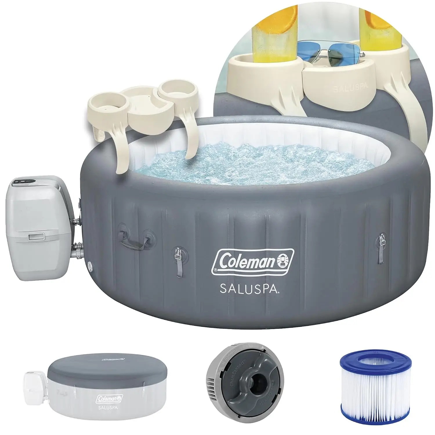 SaluSpa 4-6 Person AirJet Inflatable Hot Tub w/EnergySense Cover, 77