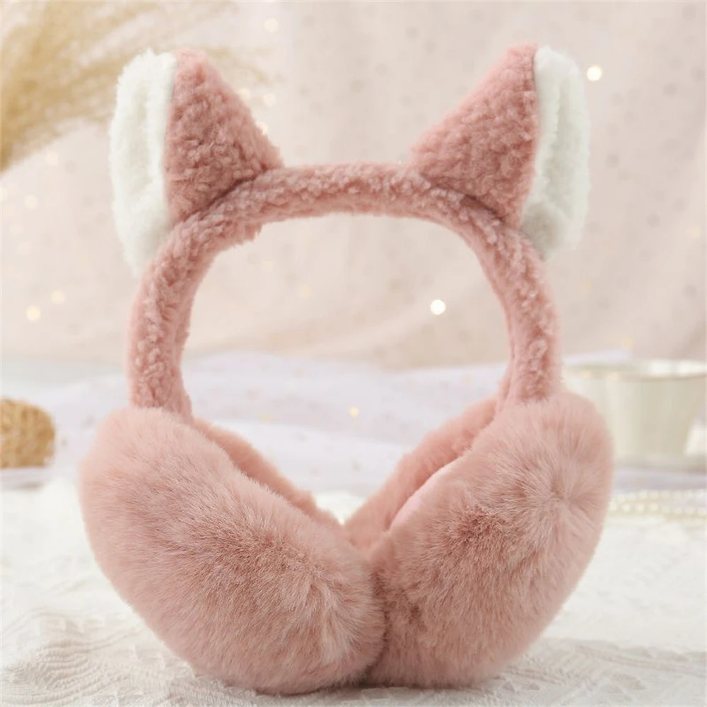 Cartoon Plush Elf Ears Folding Earmuffs Cute Thickened Warm Hair Band Girls Fox Ears Makeup Hair Hoops Fashion Earflap Headphone