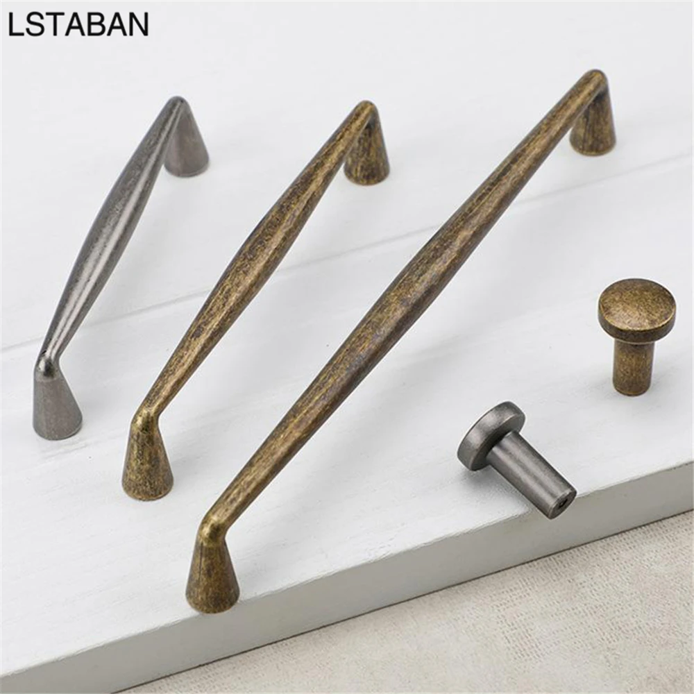 Light Luxury Bronze Kitchen Cabinet Handle Solid European Simple Drawer Door Handle Shoe Cabinet Retro Zinc Alloy Furniture Knob