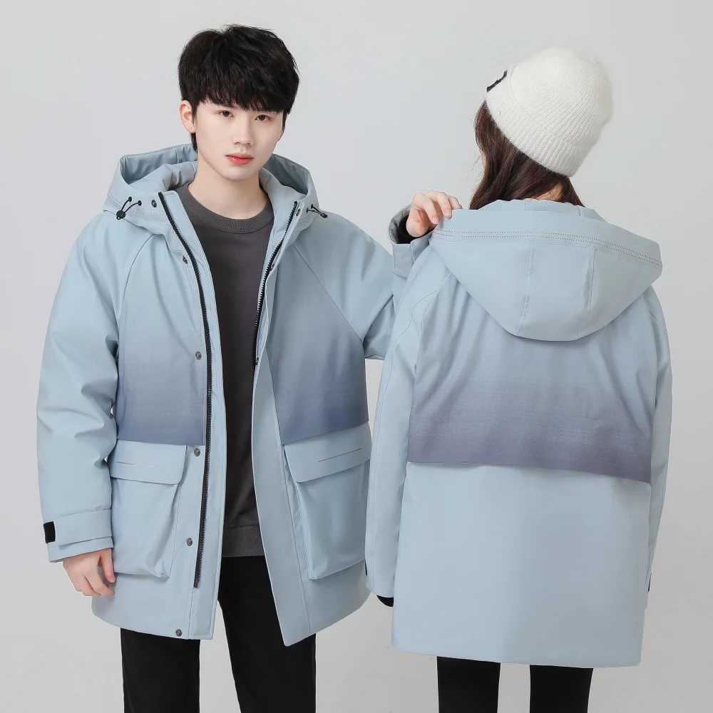 YAYA 2022 chaqueta de plumón para mujer y hombre, Parkas acolchadas cortavientos impermeables de Color degradado de longitud media para parejas,