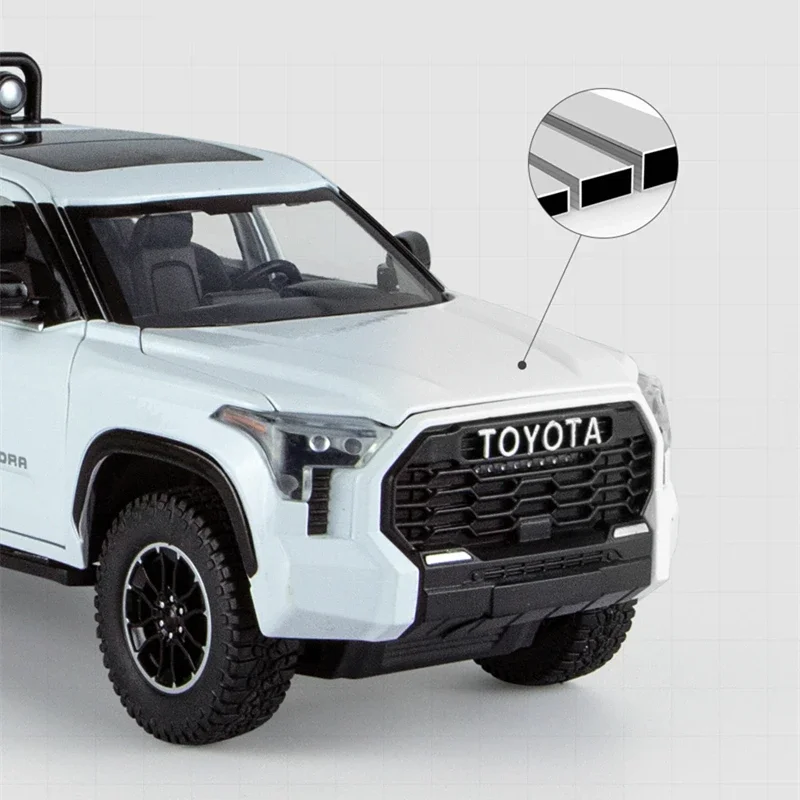 1/24 Tundra Pickup Alloy Car Model Diecast & Toy Metal Off-Road Vehicles Car Model Sound and Light Collection Toy Gift