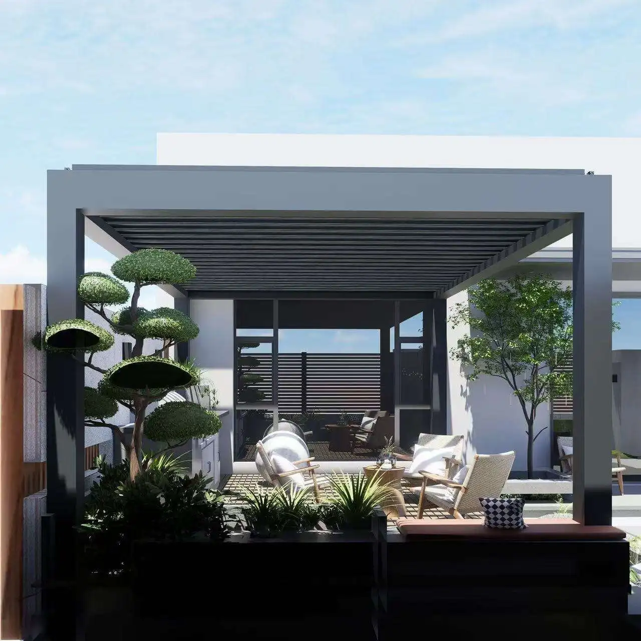 Powder Coating White Aluminum Alloy Pavilion Anti Rust Outdoor Beach Sunshade Gazebo Exquisitely Crafted Leisure Pergola