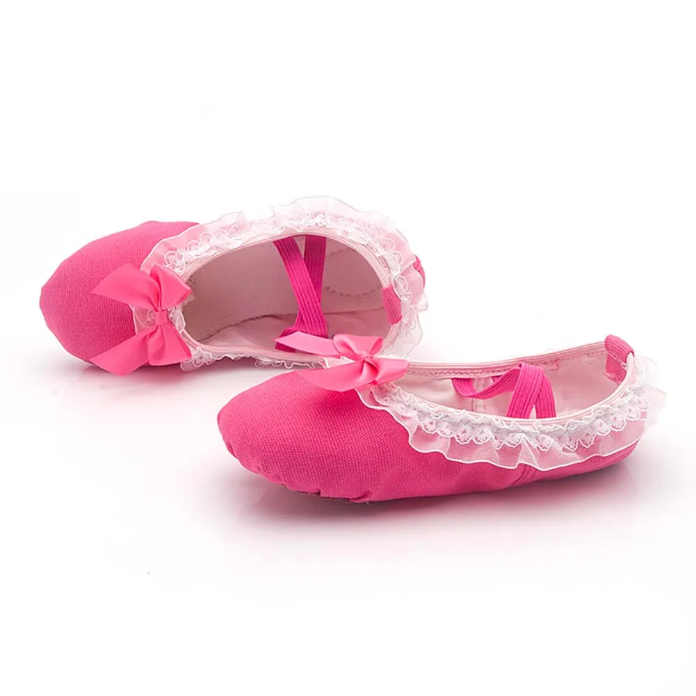 Kid Lace Bow-knot Canvas Soft Sole Ballet Shoes Girls Children Ballet Dance Shoes Women Adult Ballet Slippers Cat claw Shoes