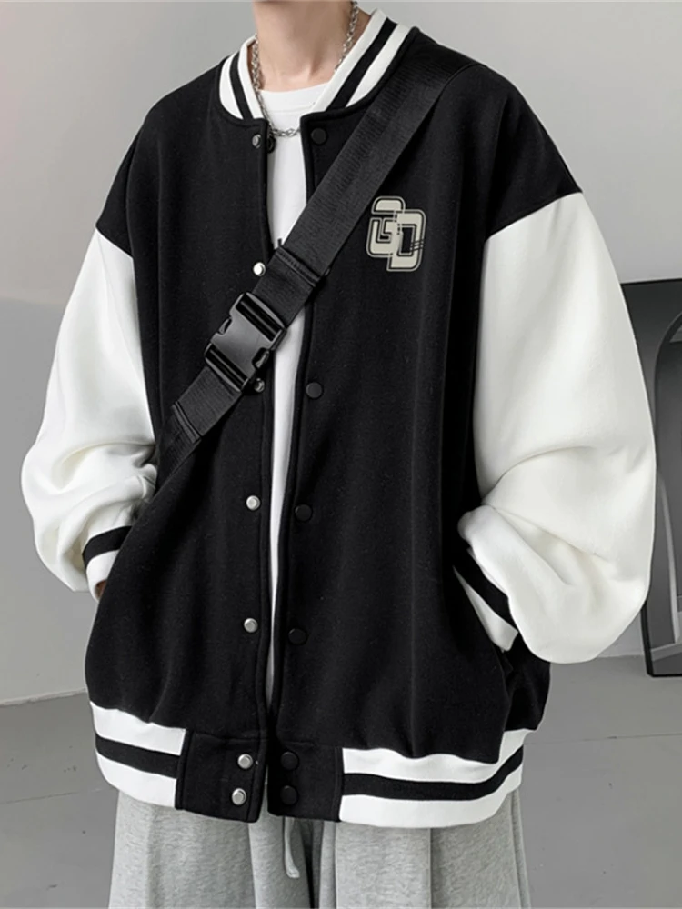 

American Sle Baseball Jaet Men's Casual Patchwork Loose Sport Top for Teens Autumn High Sensation Color Blo Jaet