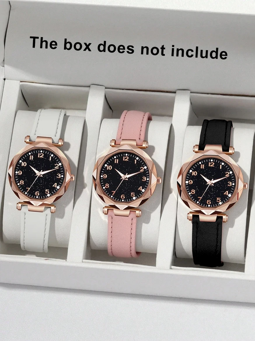 

Модный простой женский кварцевый набор часов с кожаным ремешком и круглым циферблатом для подарков на Рождество и День Благодарения