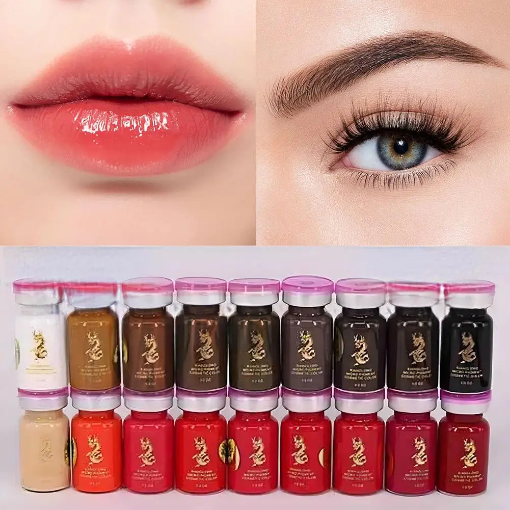 8ML 21-color Tattoo Ink Pigment Box Semi-permanent Eyebrow Tattoo Kit Professional Pigments Paint Lip Art Beauty Body Bleac F2S7