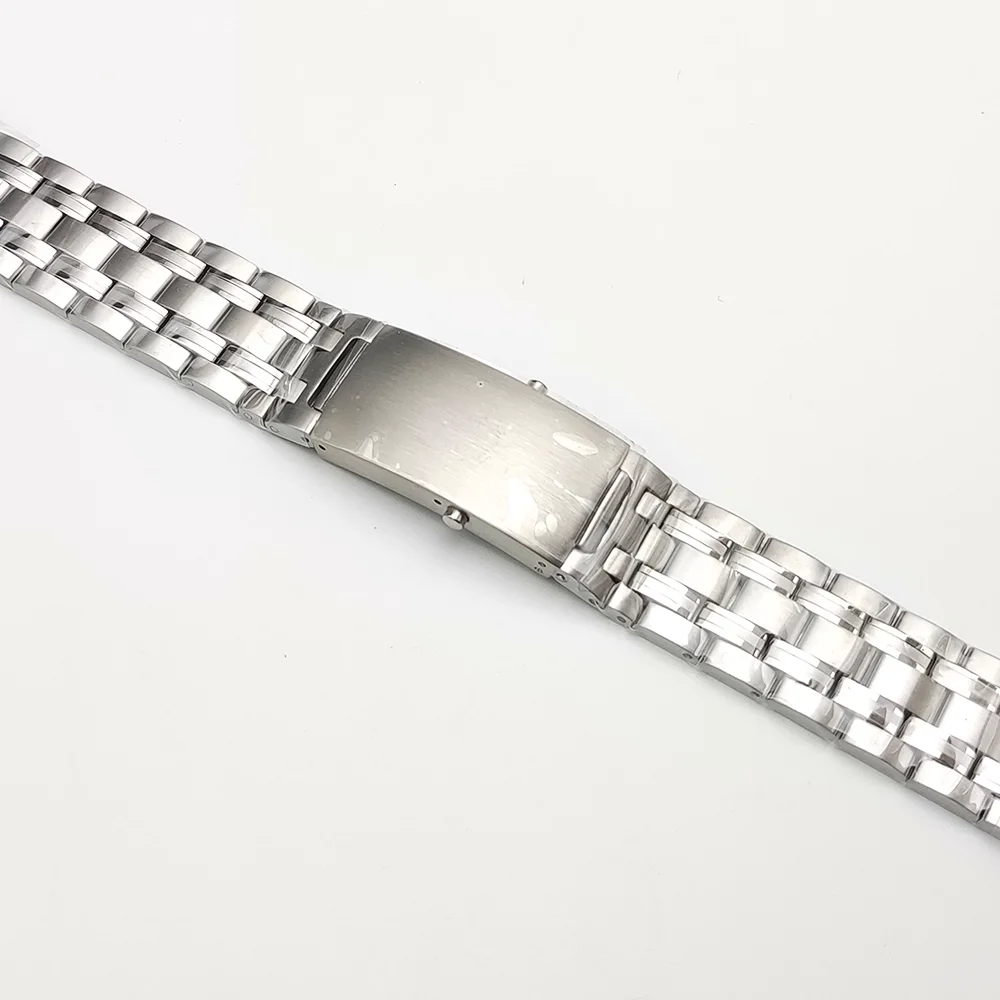 حزام ساعة رجالي من الفولاذ المقاوم للصدأ الصلب مقاس 20 مم، ومشبك قابل للطي، وقطع غيار حزام الساعة