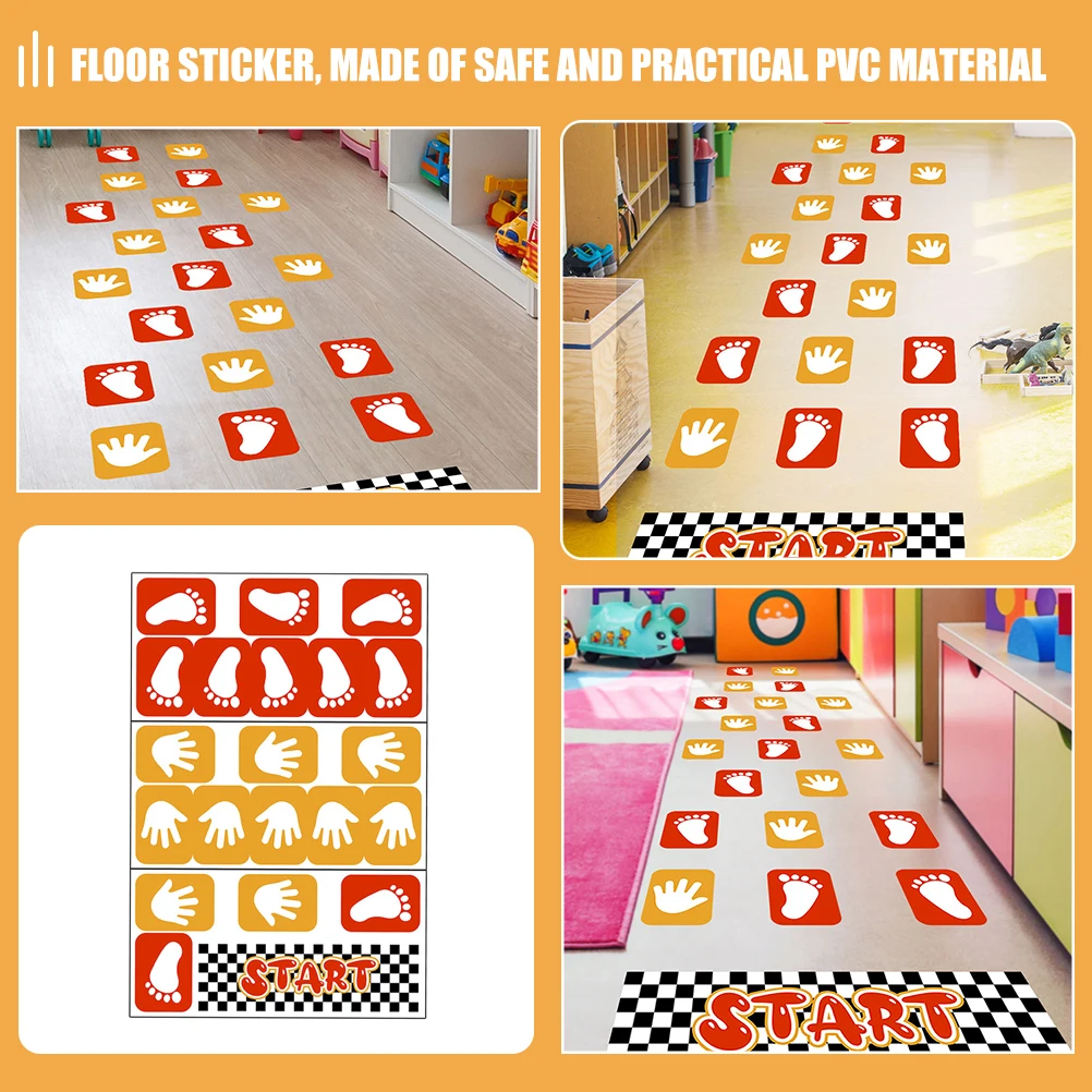

PVC Handprint Floor Stickers Kids Brick Kindergarten Classroom Hand Print Floor Tile Stickers Activity Supplies Decals