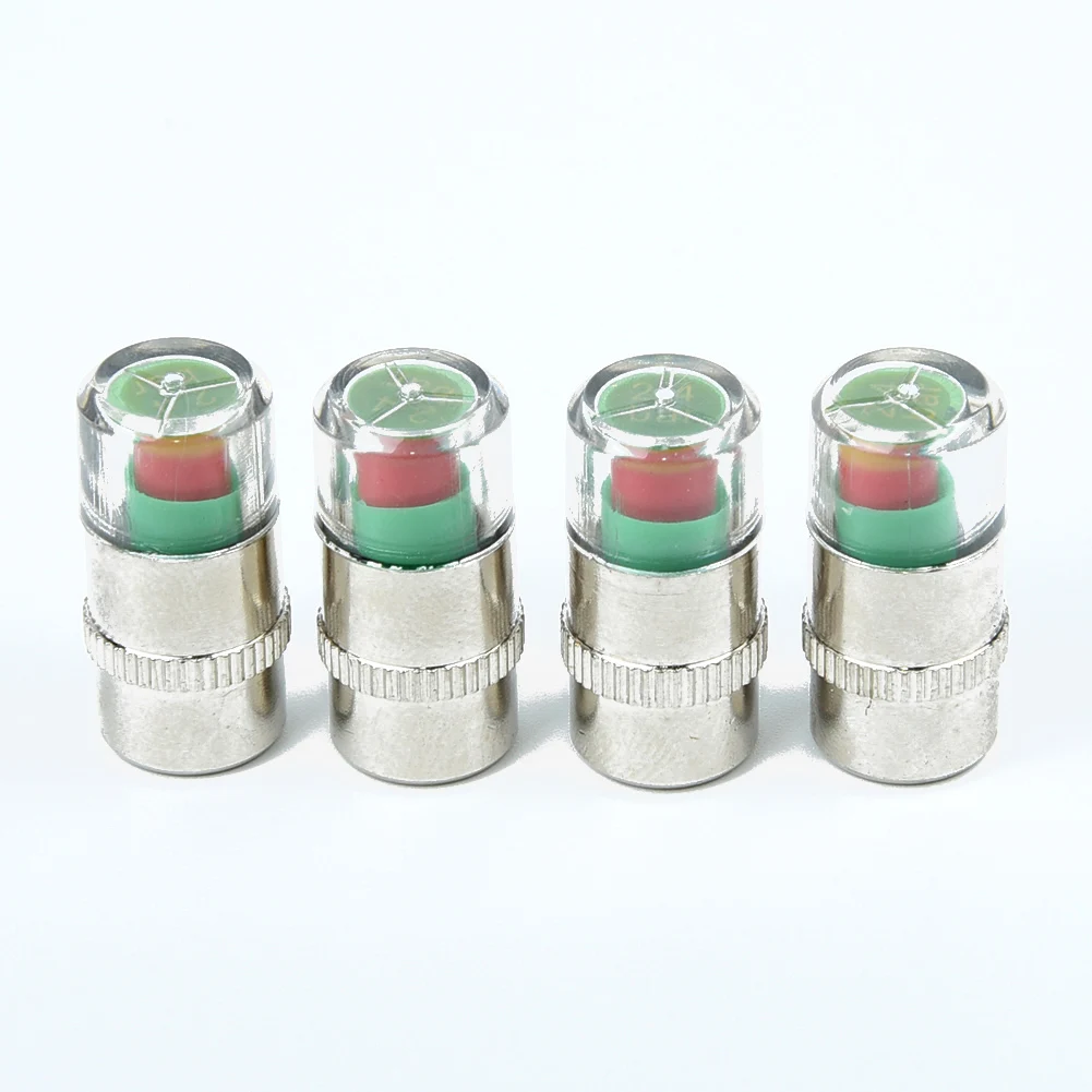 4pcs Car Valve Tyre Cap Dust Monitor Wheel Tire Pressure 32-36 PSI Sensor Stainless Steel Tire Pressure Monitoring Cap