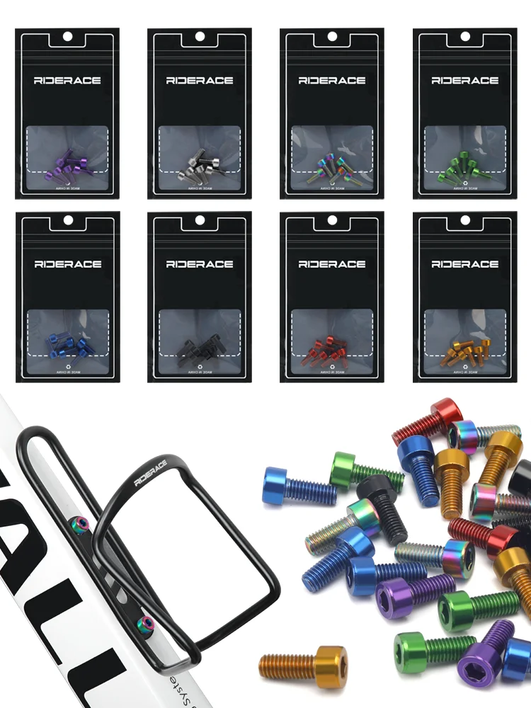 AliExpress riderace 6Pcs/Lot M5X12mm Bike Bottle Cages Bolts Colorful Hexagon Head Alloy Steel Bicycle Air Pump Fixed Screws Cycling Accessories