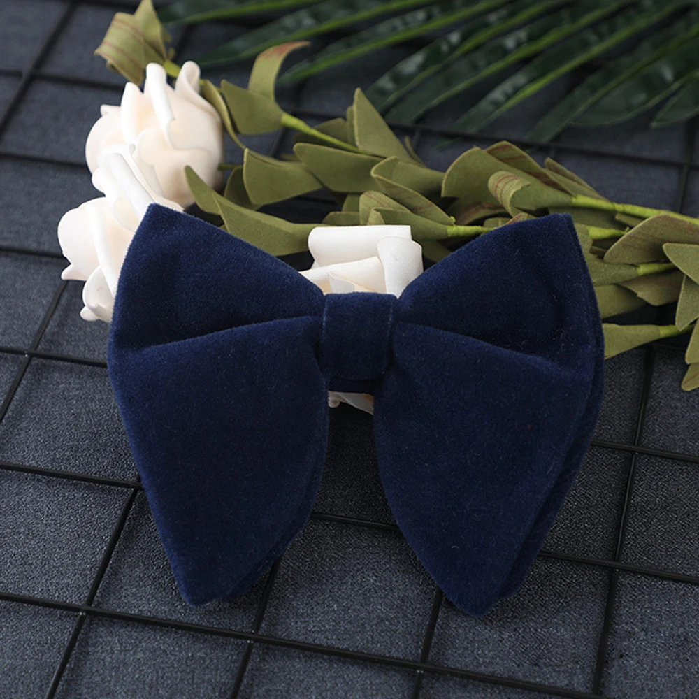 Men Wedding Christmas Gift Solid Bow Knot Formal Wear Accessories Bow Tie Planted Velvet Horn Bow Ties Neck Tie