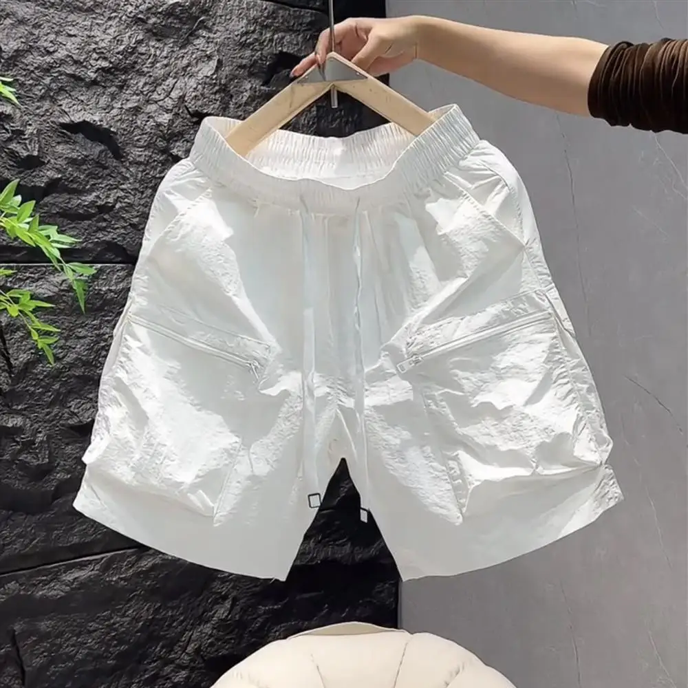 Retro Japanese Style Men's Casual Workwear Shorts Thin Five-Pocket Loose Fit Summer Wear Resistant Polyester Fiber City Walk