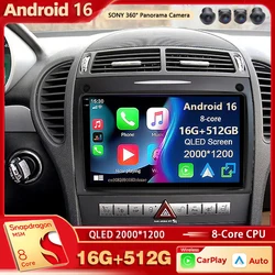 Android 16 For Benz SLK-Class R171 2004 - 2011 2K QLED Android Car Radio Multimedia Video Player GPS stereo CarPlay Head Unit 4G