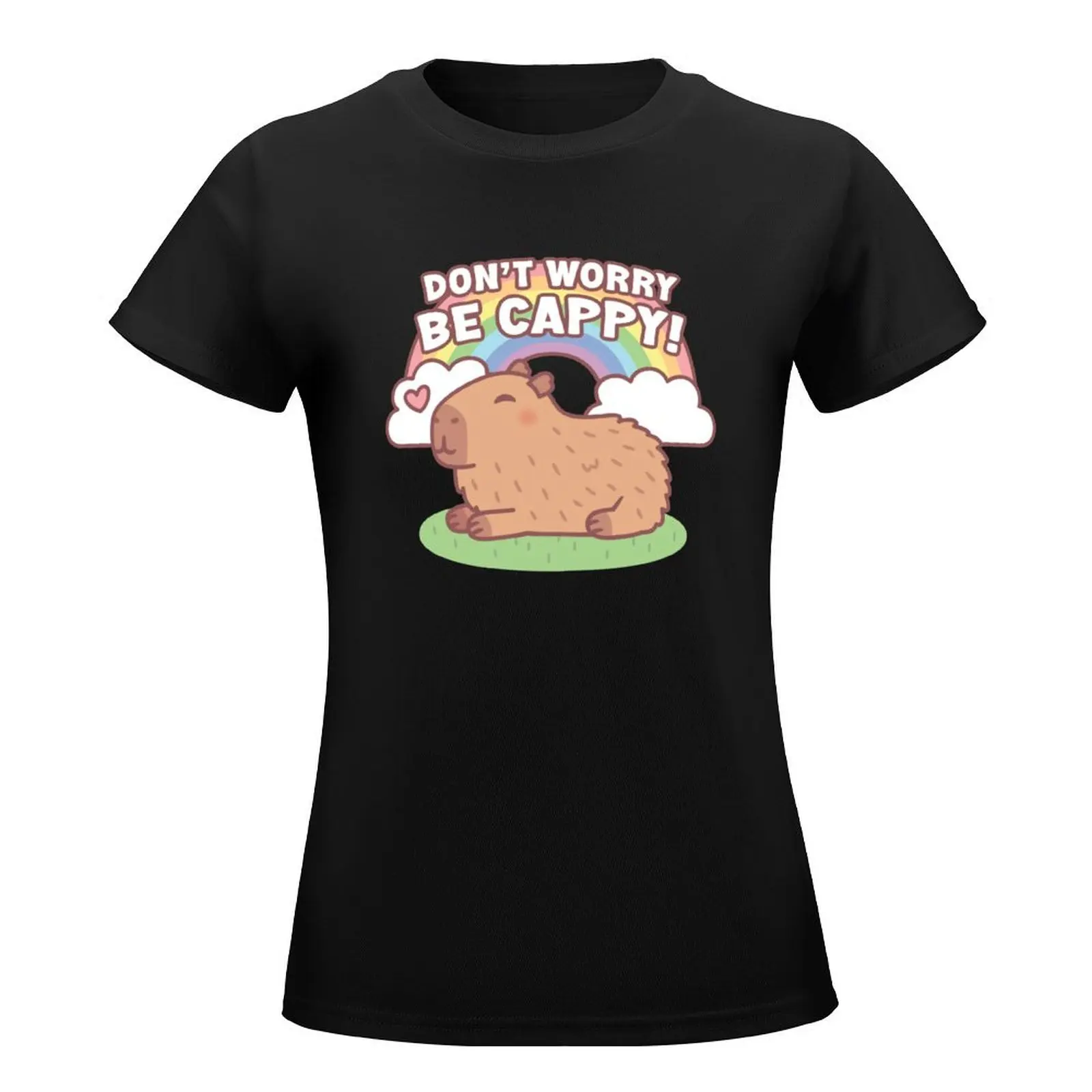 Camiseta de Capybara y arcoíris para mujer, ropa de verano, camisetas gráficas, ropa hippie