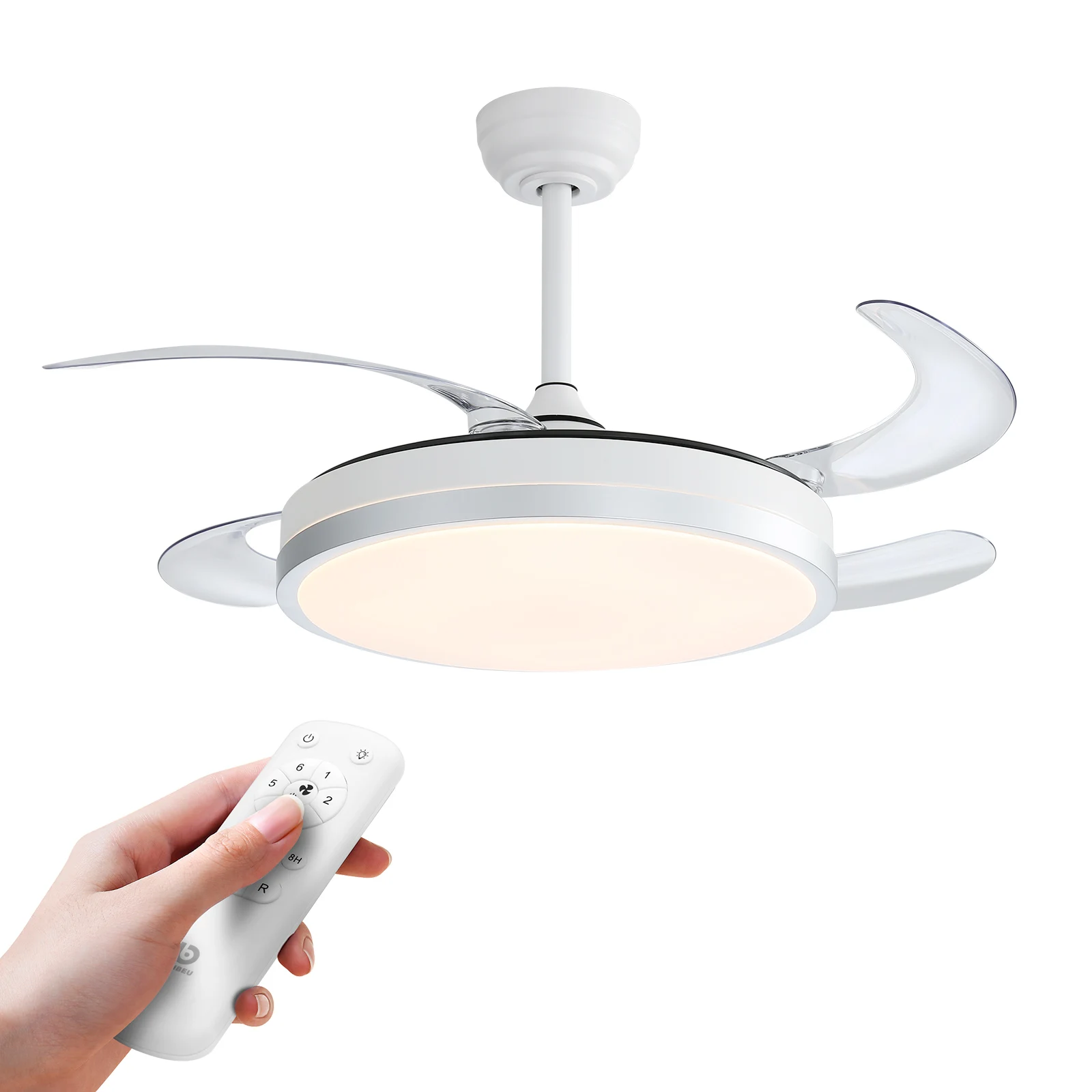 Ventilador de teto com plafon LED e controle remoto