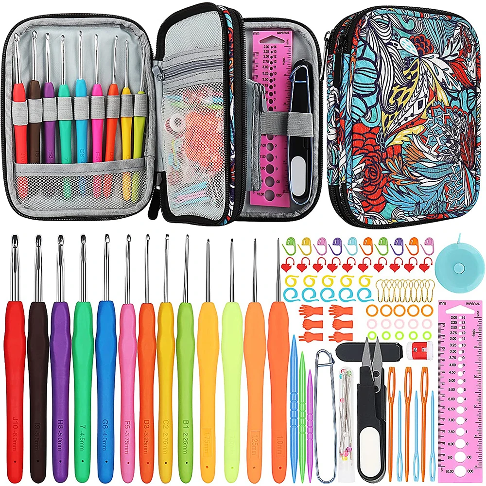 101pcs Crochet Hook Set Soft Grip Crochet Supplies Crochet Starter Kit Ergonomic Crochet Hook for Beginners