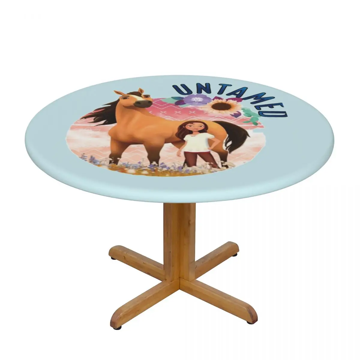 Untamed Spirit Riding Free Waterproof Round Tablecloth Oilproof Table Cloth for Kitchen Events Dining Table Cover
