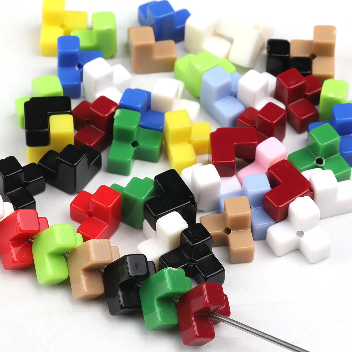 60 stücke/120 stücke Zufällige Farbe 2 in 1 Würfel Form Charme Acryl Perlen Für Stift Machen Lose Spacer perlen Für Schmuck Machen DIY Handmde