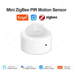 Tuya Mini ZigBee PIR Sensor de movimiento Detector infrarrojo de cuerpo humano inteligente alarma antirrobo de seguridad funciona con el asistente de Google Alexa