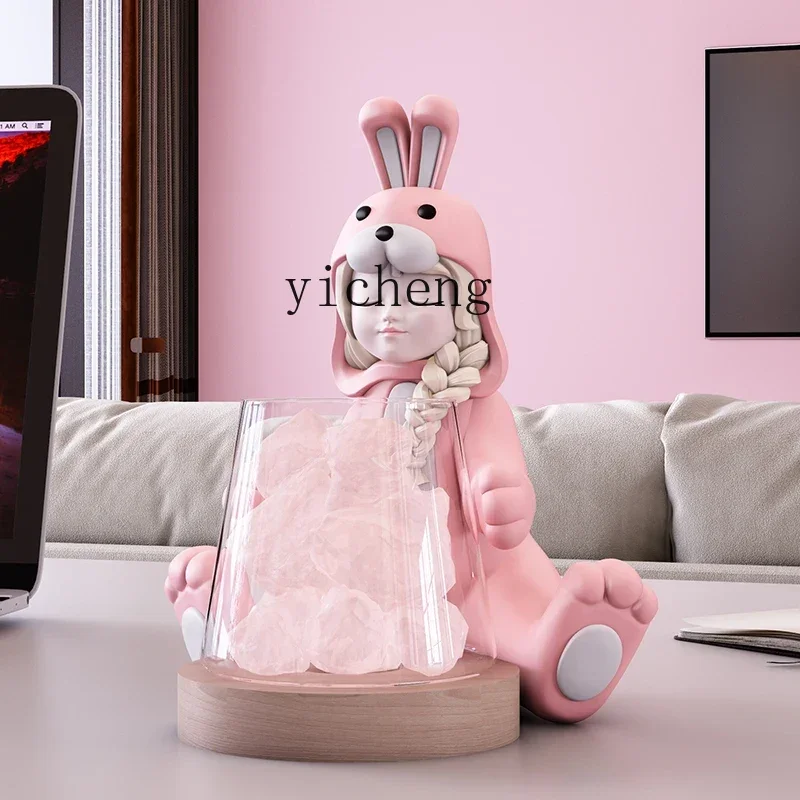 XK Rabbit Aromatherapy Crystal Stone  Decoration Home Ornament Living Room Desktop Creative