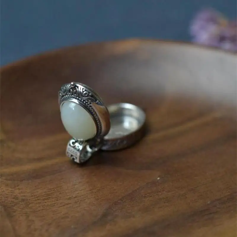 من المألوف قابلة للفتح رائعة الأبيض اليشم Gawu صندوق قلادة النحاس مرآة صندوق الكيس قلادة المرأة مجوهرات عادية الفتيات هدية