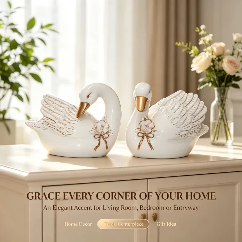 UV-resistant fiberglass swan decorations, handmade fiberglass swan statues, suitable for outdoor garden hotel lobby landscape