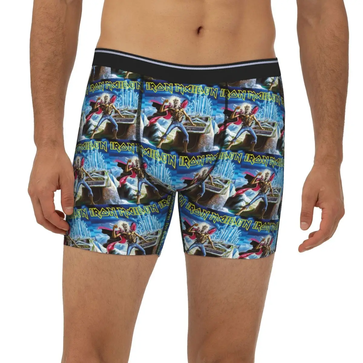 

Creative Retro Ironmaiden Rock Band Long Boxer Underpants Short Men's Panties Breathable Underwear for Homme Man Boyfriend Gift