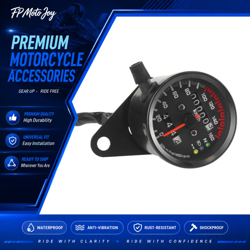 Universal 12V Motorcycle Speedometer Odometer with LED Signal Light & Backlight Indicator, Modified Gauge for Cafe Racer Mobike