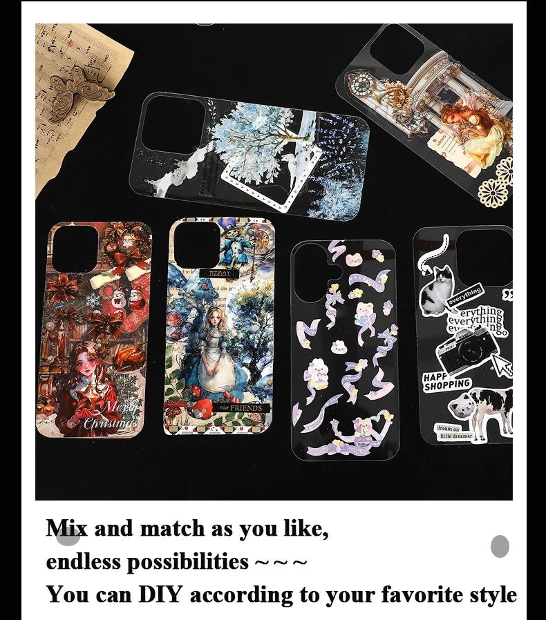 JIANWU 10 teile/satz Handy Fall Transparente Rückseite Karte Kreative DIY Journal Material Dekor Schreibwaren – Detail 13