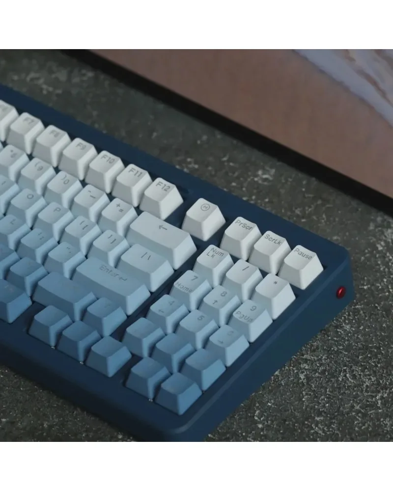 blue grey two tone pbt keycaps set durable high quality for gaming mechanical keyboards