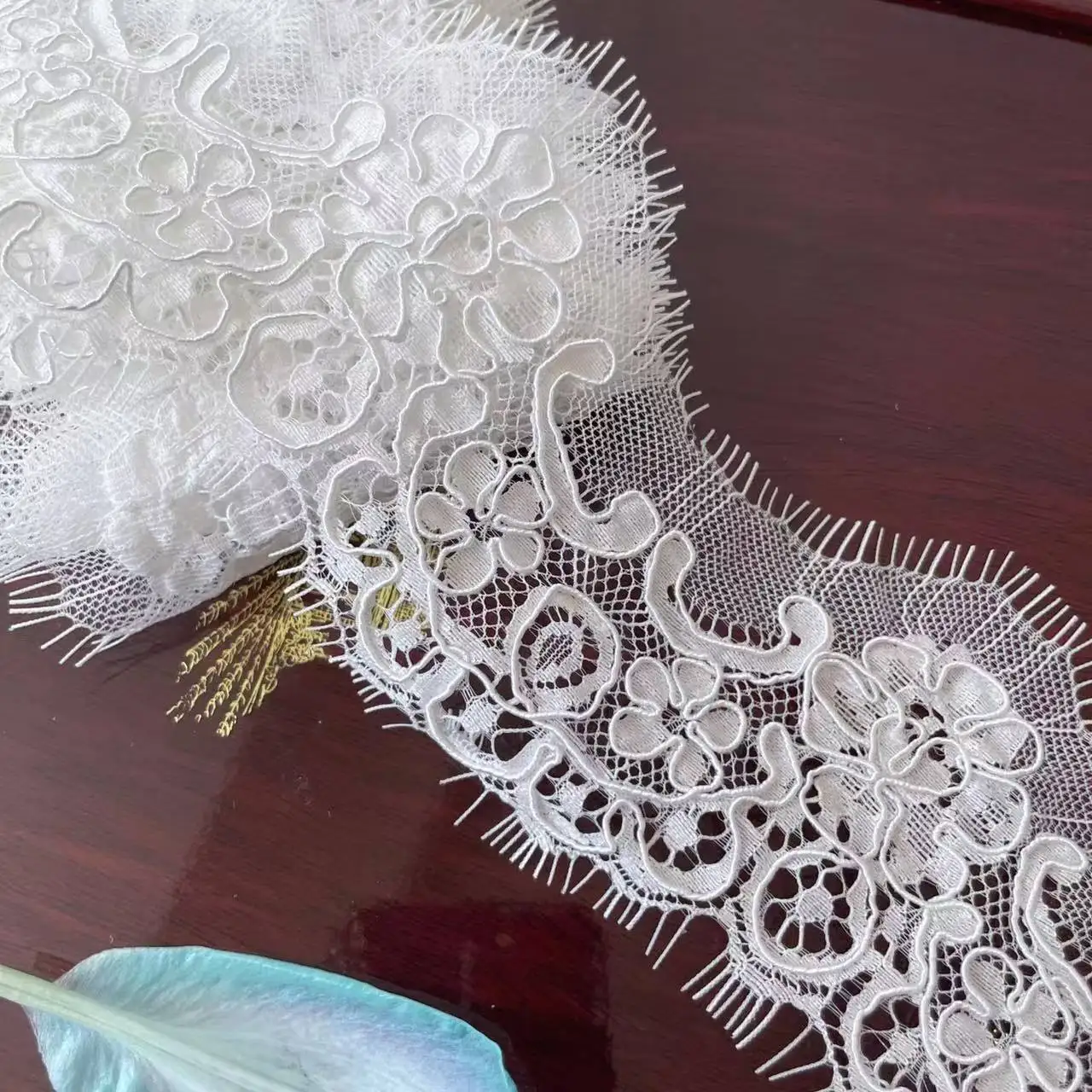 3 Meters/Lot .Eyelash Lace Trimming for Wedding Dress, High End Border, Romantic Flowers, DIY Veil Edging