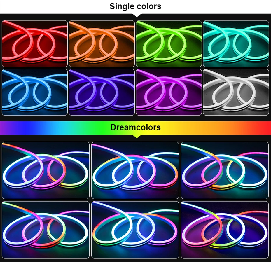 Smart Bluetooth RGBIC Neon Led Strip 5M 10M 12V impermeabile RGB IC Full Color Led Neon light Music Sync bar Gaming Room Decor