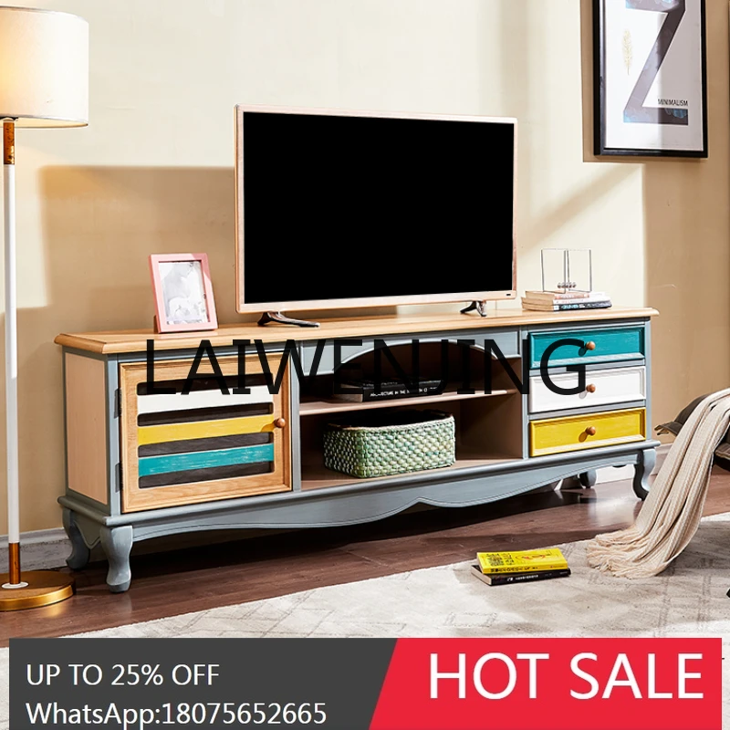 RWJ Coffee Table TV Cabinet Combination Solid Wood Bedroom Economical Floor Cabinet
