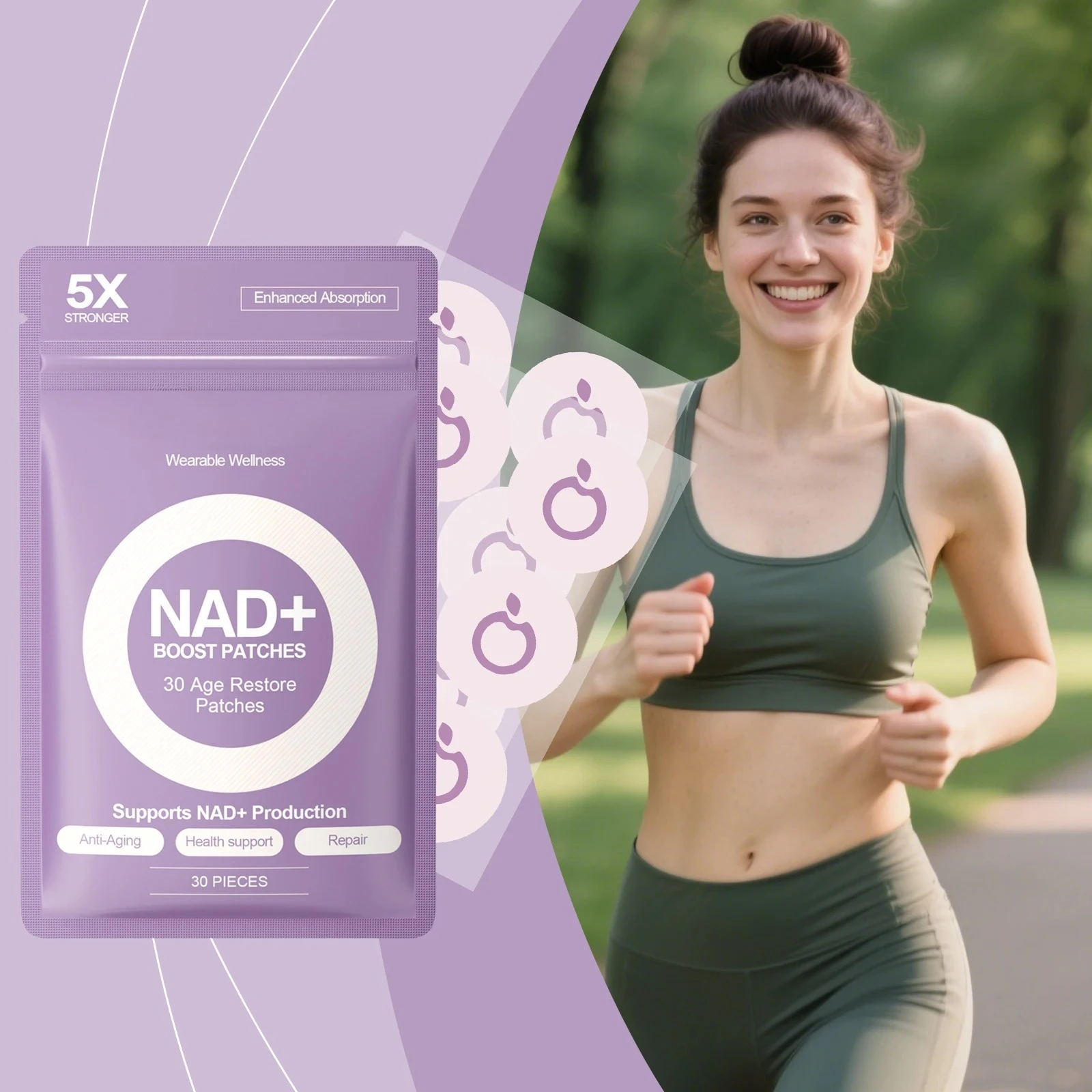 

30/60/90 шт. NAD + повышающие трансмимерные пластыри для борьбы со старением, улучшающие энергию, поддерживающие иммунитет сотового здоровья, пластырь для здоровья тела