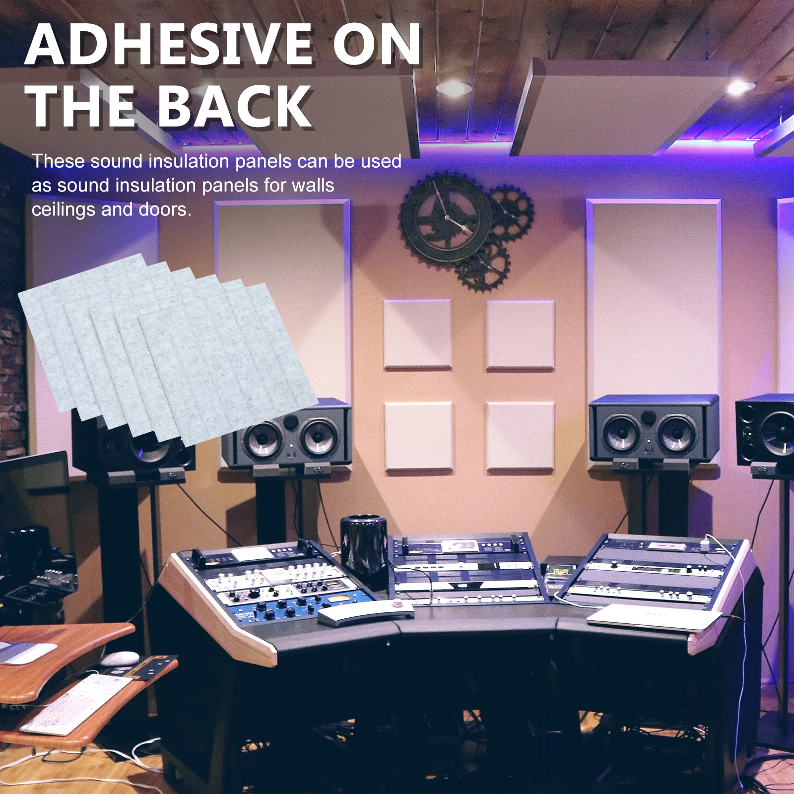 

6pcs Sound Absorption Boards Acoustic Panels Soundproofing Material Walls Ceilings Doors Reduce Noise Eco Friendly