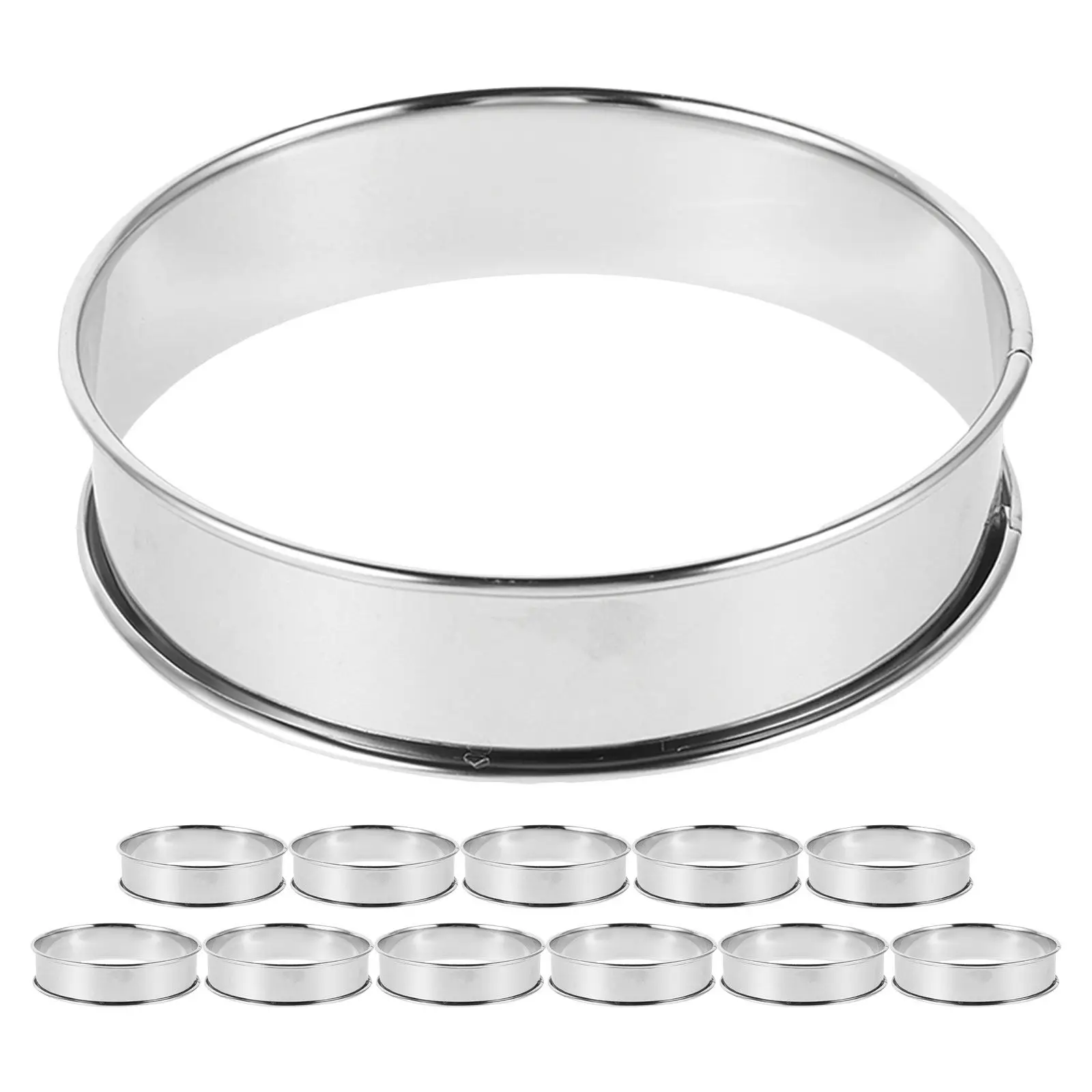 12Pcs Double Rolled Edge Nonstick Stainless Steel Muffin Rings Round Baking Molds for English Muffins Cakes Pastries Cookies