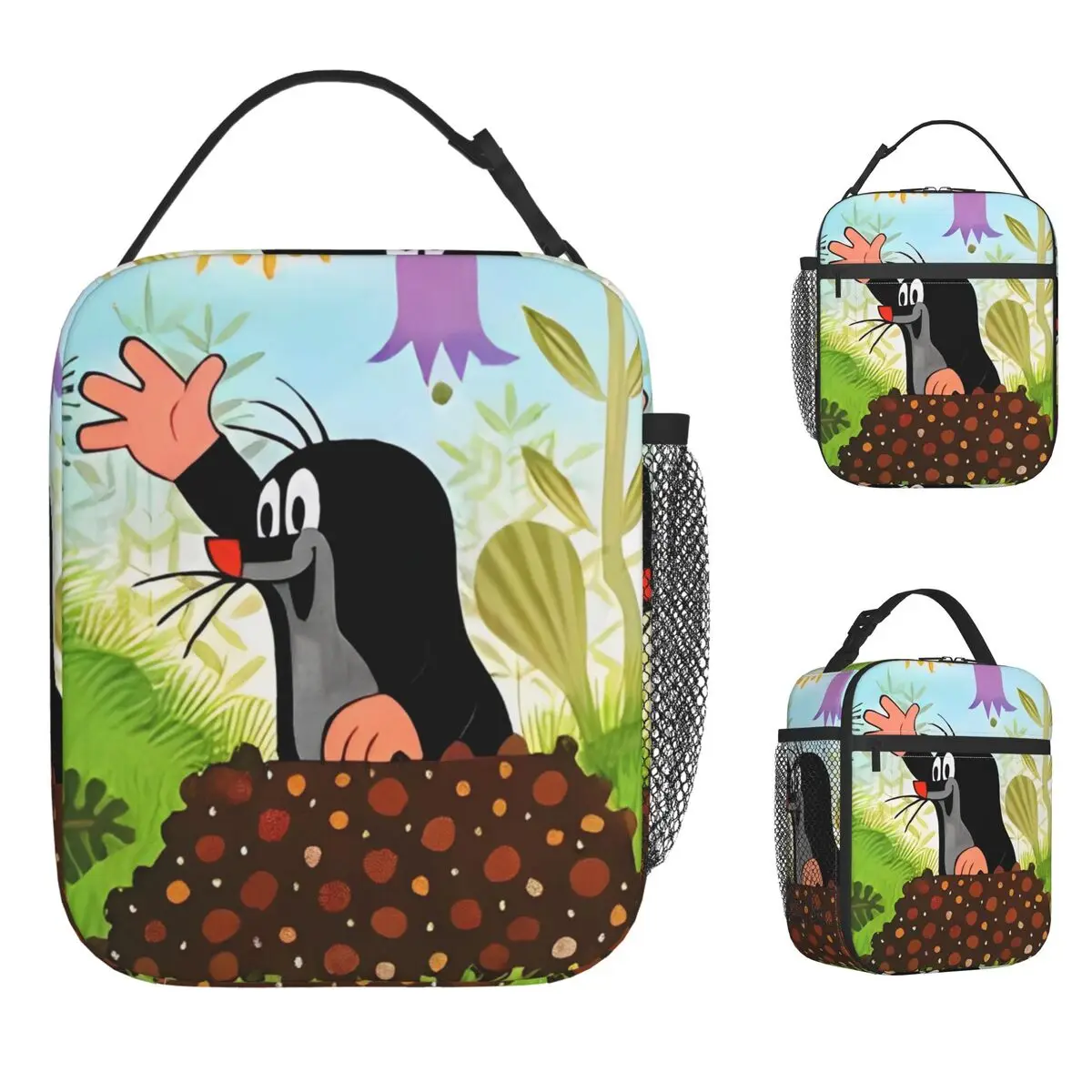 

The Little Mole Lunch Bag Funny Lunch Box For Child Outdoor Picnic Convenient Cooler Bag Oxford Graphic Design Tote Food Bags