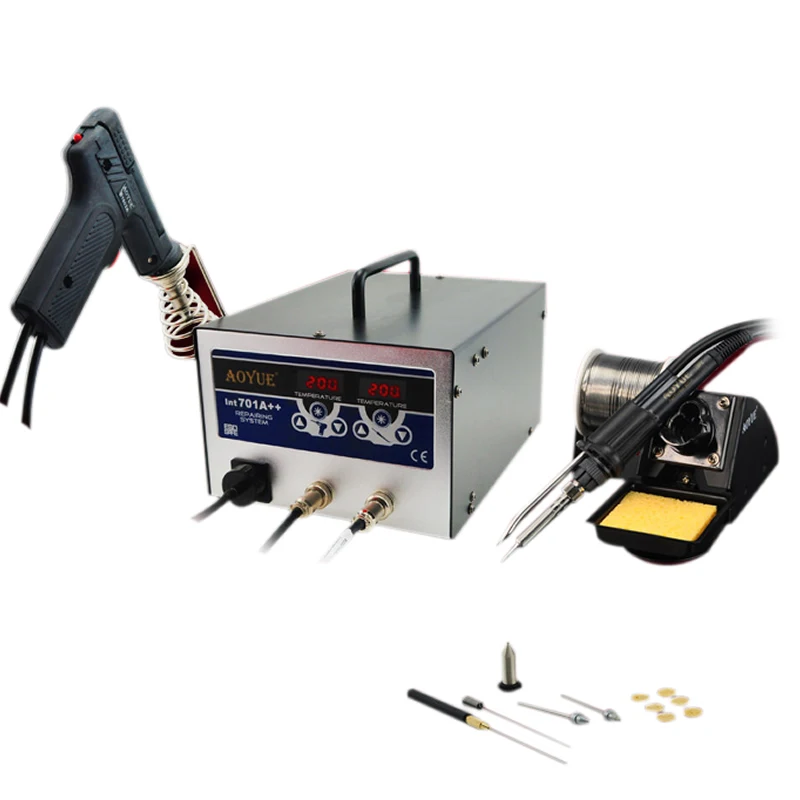 

AOYUE 701A++ BGA Solder Station 3 In 1 Digital Display Welding Function Hot Air Soldering Iron With Smoker Solder Sucker Gun 60W