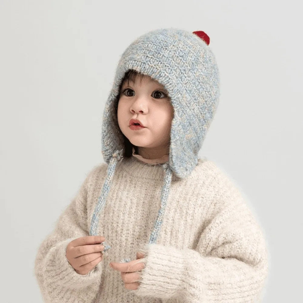 

Cute Knitted Toddler Hat Ear Protection Keep Warm Earmuffs Cap Leisure Windproof Children Beanies Autumn Winter
