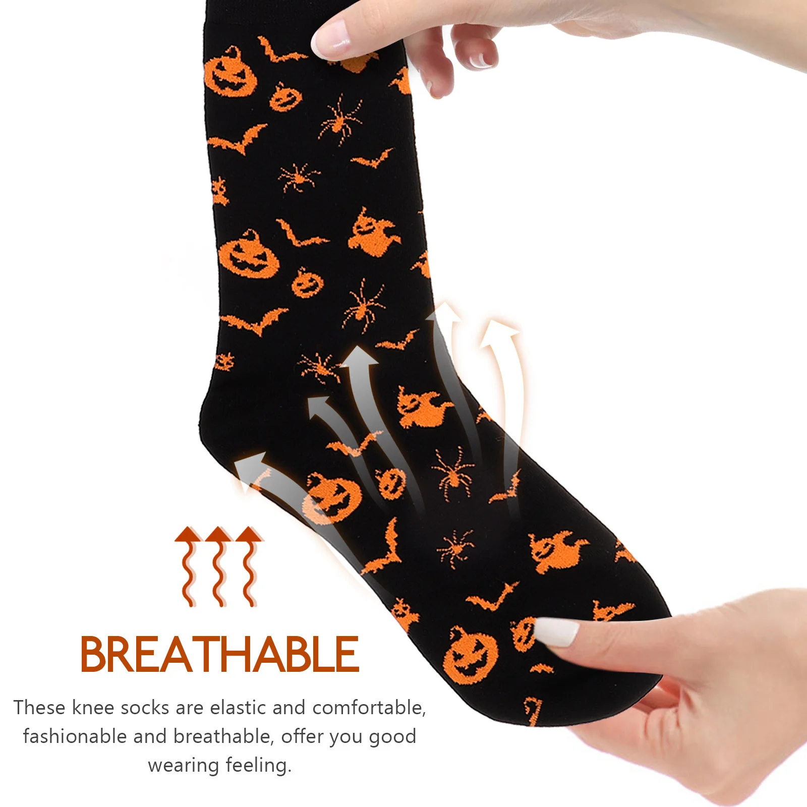 ถุงน่องยาวธีมฮาโลวีน สำหรับผู้หญิงและผู้ชาย ถุงเท้าสูงสำหรับงานปาร์ตี้ งานคาร์นิวัล งานเทศกาล อุปกรณ์เสริมสำหรับชุดแฟนซี