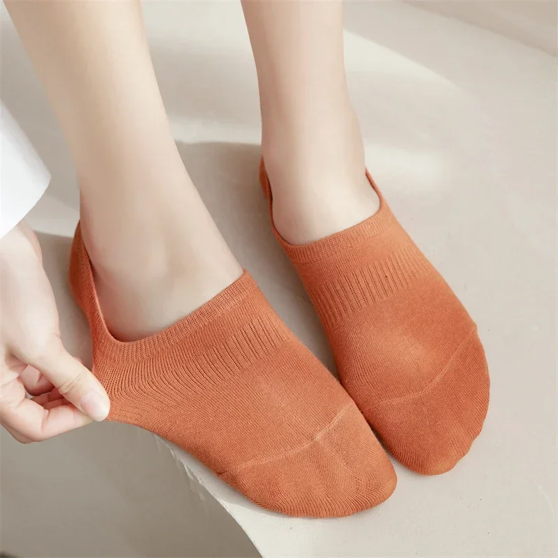 Chaussettes basses invisibles pour femmes, chaussettes d'été en coton, chaussettes invisibles, chaussettes invisibles pour femmes, chaussettes invisibles pour femmes, chaussettes invisibles pour femmes, chaussettes invisibles pour femmes, chaussettes anti-alde, chaussettes monochromes pour l'été, nouveau document, 5 paires par lot