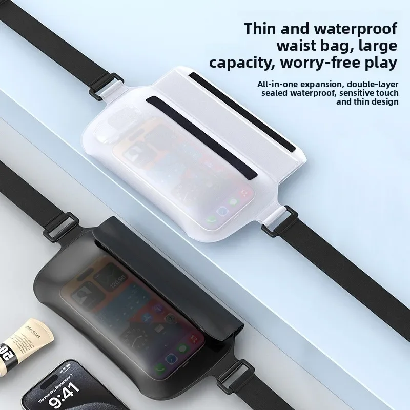 TPU Waterproof Phone Bag with Waist Pack Touch Screen Transparent Waterproof Case for Swimming Snorkeling Beach Activities