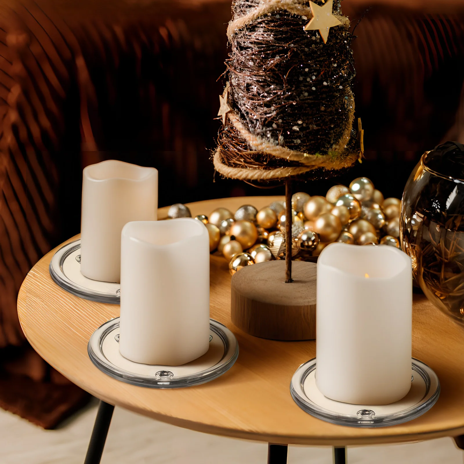 

3Pcs Clear Glass Holder Tray Round Dish for Dinner Party Wedding Decoration Home Fragrance Display Elegant