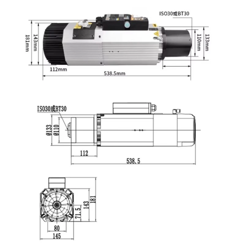 Numerical control 9KW air-cooled spindle motor A automatic state bearing core machine tool spindle